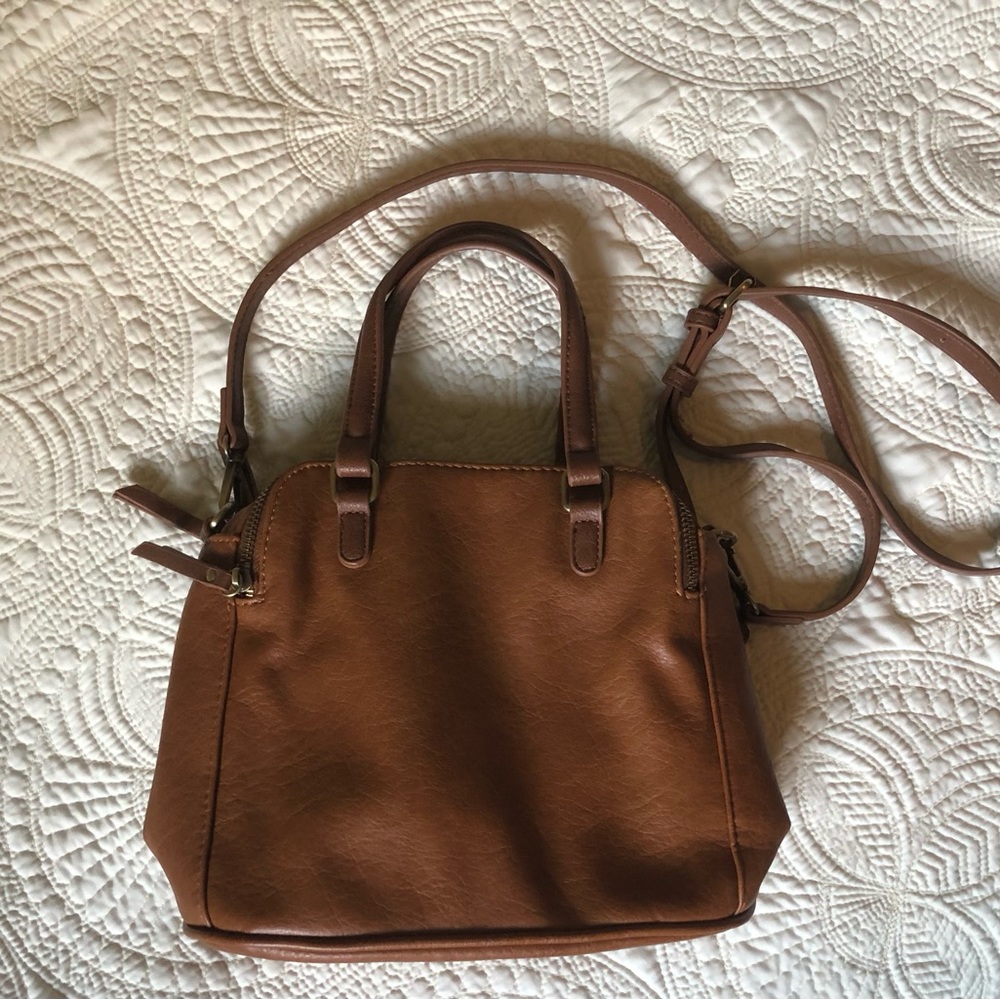Sasha + Sofi Vegan Leather Cognac Brown Handbag Crossbody